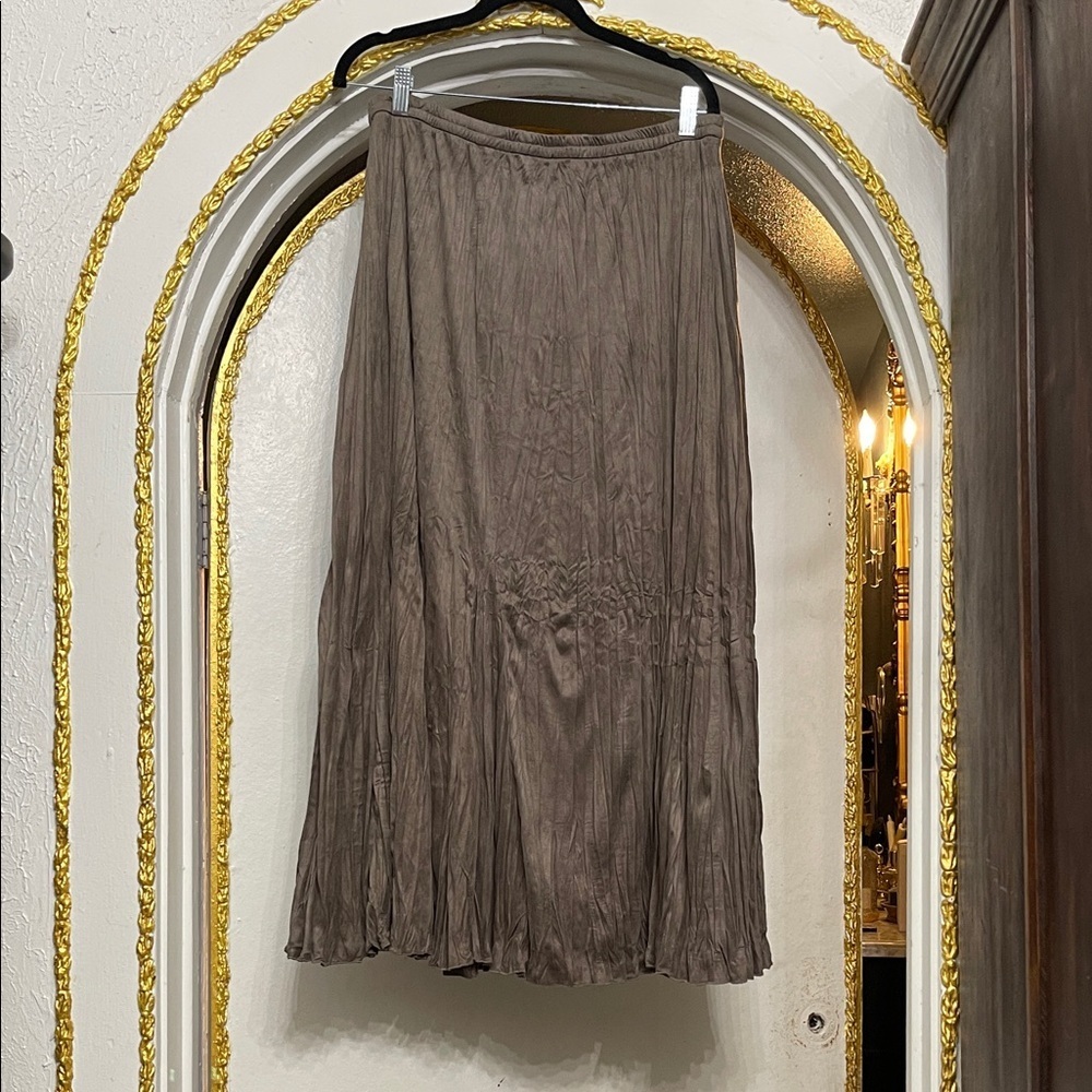 Soft Surroundings Crinkle Pleated Skirt Western Wear Office Cottagecore Size M